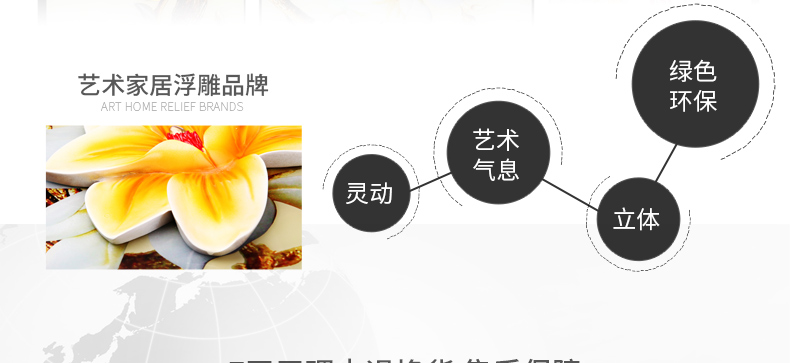 全悦 树脂浮雕画立体沙发背景墙壁画客厅装饰画玻璃冰晶画三联现代挂画 60*60CM
