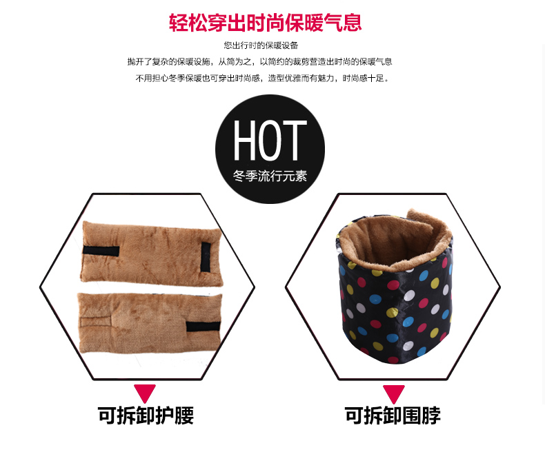 电动车挡风被冬季保暖 摩托护膝加厚防寒防水护腿电瓶车防风被 连体护腰款五彩大圆点