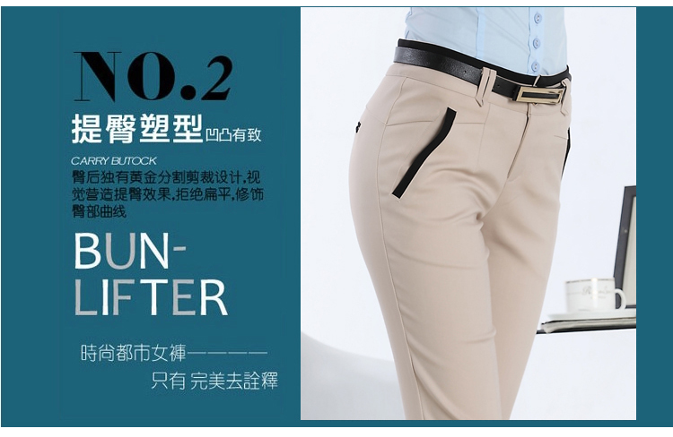 虹蝉 2015春秋装新款女装专柜正品长裤休闲裤 修身显瘦职业哈伦裤 黑色  送腰带 3XL  送皮带