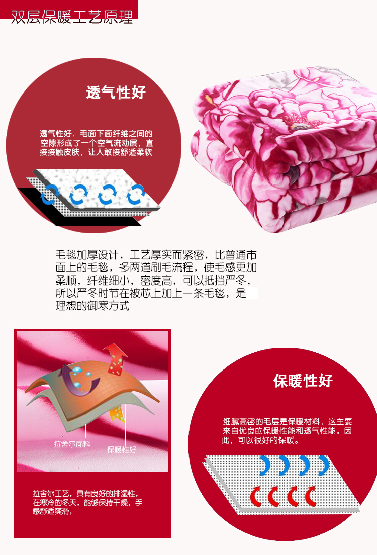 
                                        圣榜家纺 欧式压花拉舍尔毛毯 软柔毯子 双层加厚保暖舒适毯云毯子 09569桔红 200*230cm/3kg                
