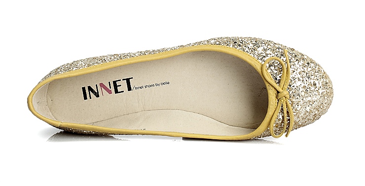 京东商城 金黄亮片布女蛋卷鞋 INNET 茵奈儿春