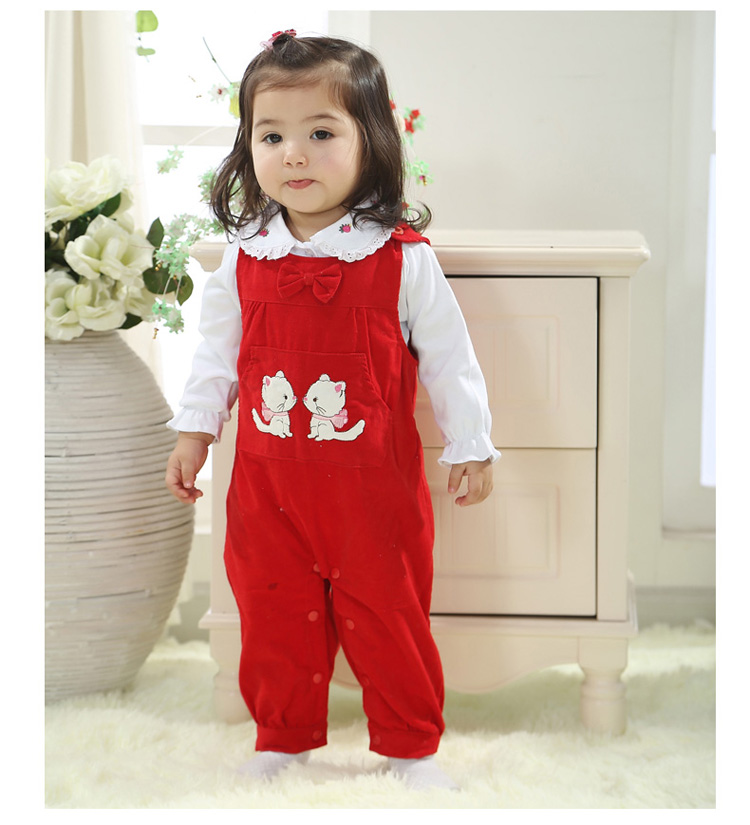 诺诺宝贝14韩版女童秋装宝宝背带裤套装婴幼