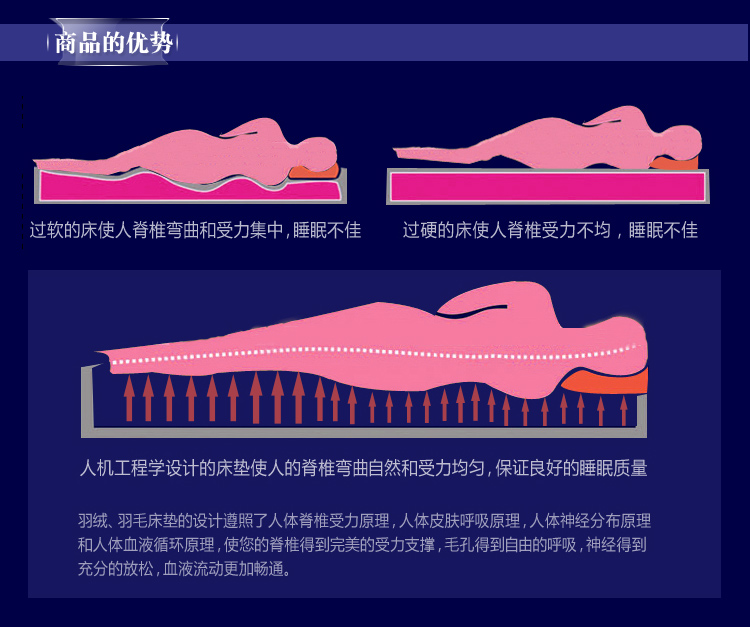 
                                        霏霏雨 超五星级95鹅绒双层羽绒床垫 床褥 蓬松保暖 白色 180cm*200cm                