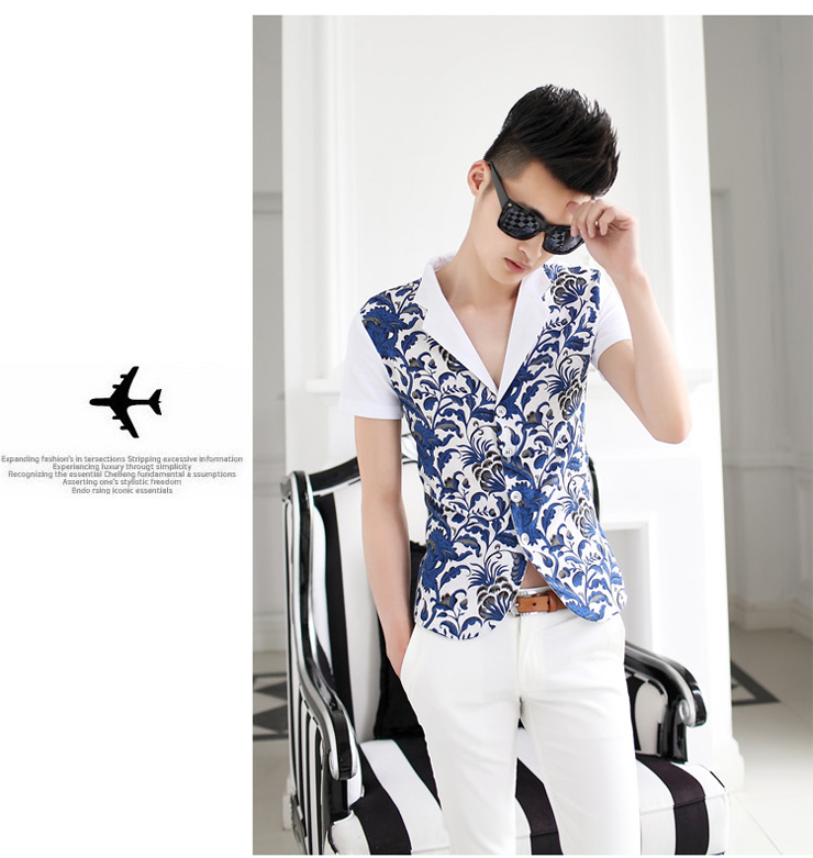 花衬衫男潮修身短袖性价比 衬衫短袖 男 潮流质