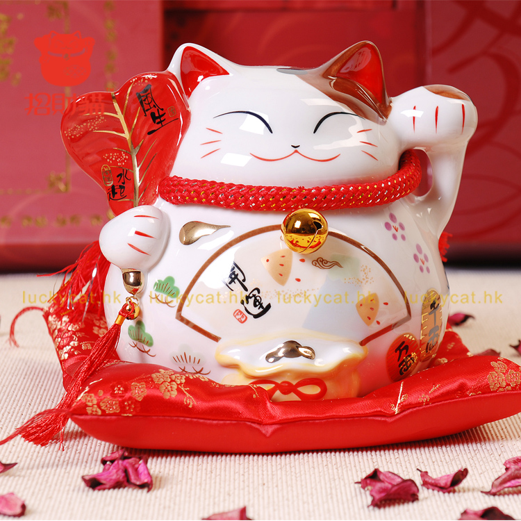 招财猫摆件 大号陶瓷存钱罐储蓄罐 店铺开业办公室家居创意礼品 风生水起