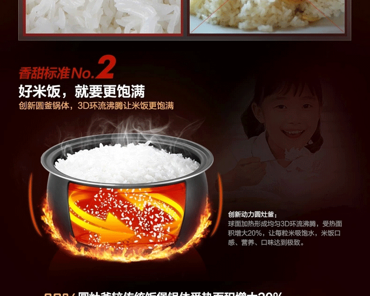 Midea/美的 智能不锈钢4L电饭煲涡轮动力圆灶釜内胆
