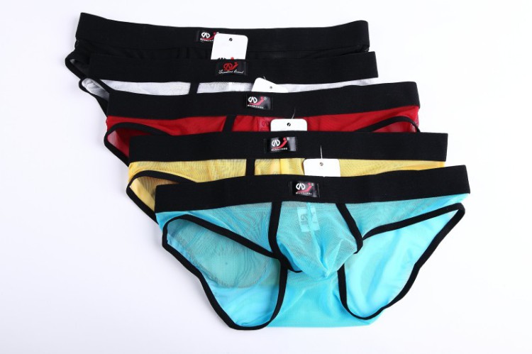 wj网将男士内裤性感网纱透明黑筋三角裤 白色 s_现价