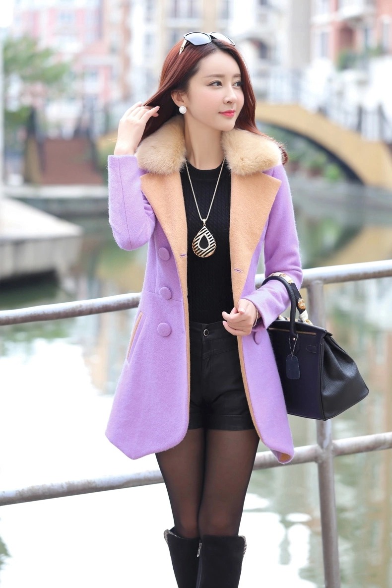 Meijia Garment 2015 winter clothing new double-color spell long suit for gross Sau San?? coats of 1277 gross jacket purple L picture, prices, brand platters! The elections are supplied in the national character of distribution, so action, buy now enjoy more preferential! As soon as possible.