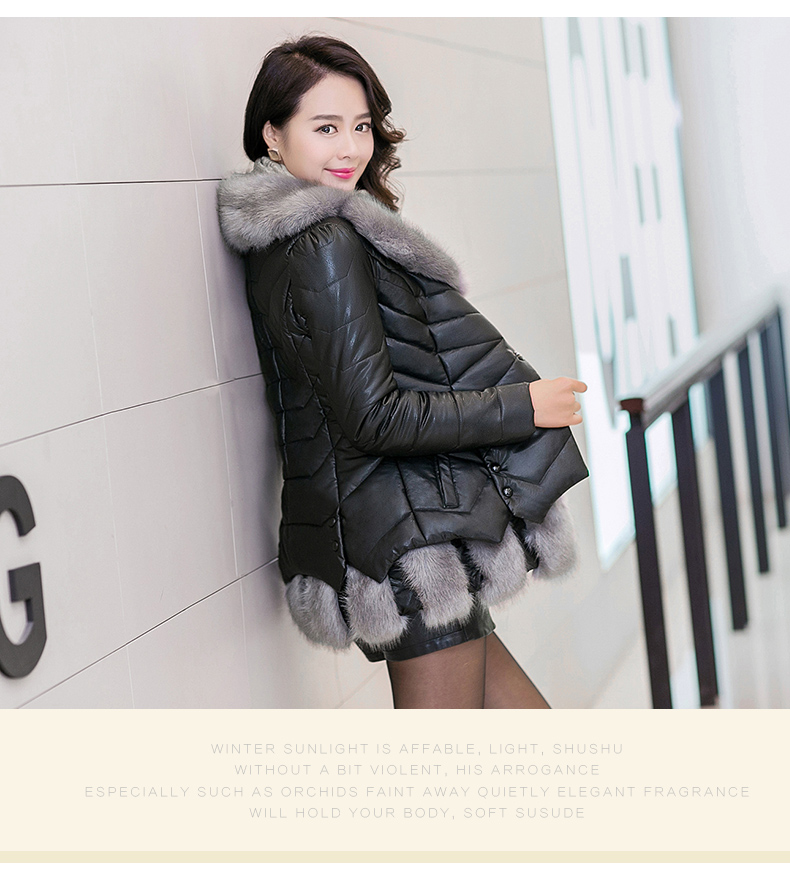 伊索琳2015冬季女装外套棉衣女棉服新款大毛领皮衣潮韩版 黑 色 L