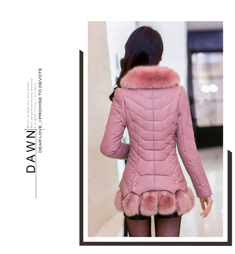 伊索琳2015冬季女装外套棉衣女棉服新款大毛领皮衣潮韩版 黑 色 L