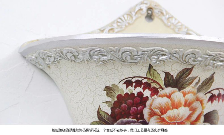 
                                                            蒂拉 欧式壁挂花瓶花篮树脂花盆墙面壁饰挂件花艺田园家居墙上挂饰墙壁装饰品 A款花盆带6束古典茶玫                