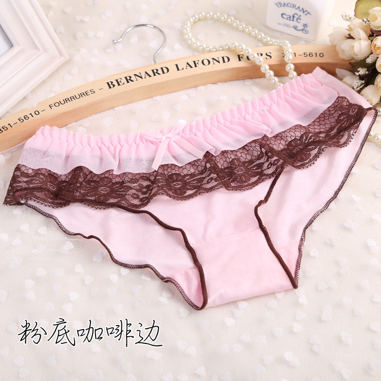 竹炭纤维<em>少女内裤</em>双层蕾丝边 蝴蝶结性感女士