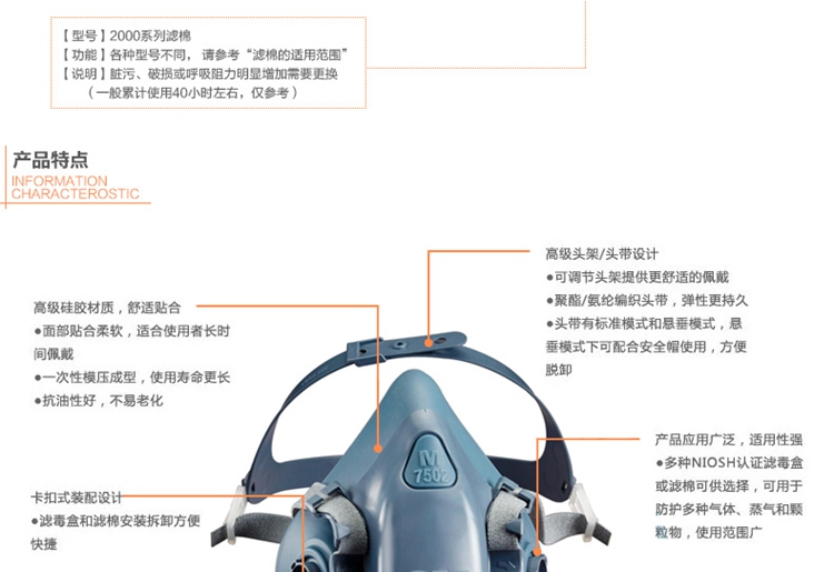 
                                        3M 7502配2091套装防尘面具防毒面罩硅胶舒适防酸性气体防焊接烟雾霾口罩 7502+2097                