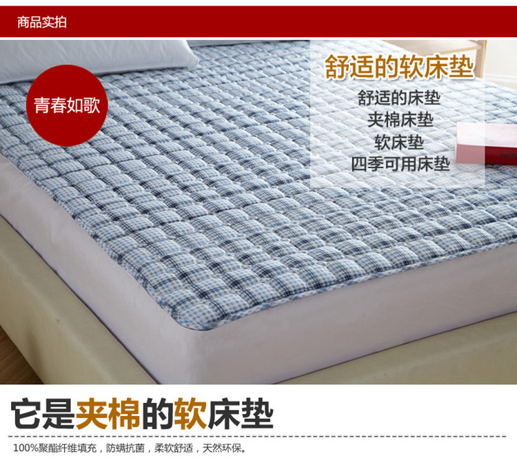 
                                        皛胜家纺 床垫 软床褥 折叠宿舍单双人褥子床护垫 青瓷倾国 90*200cm                