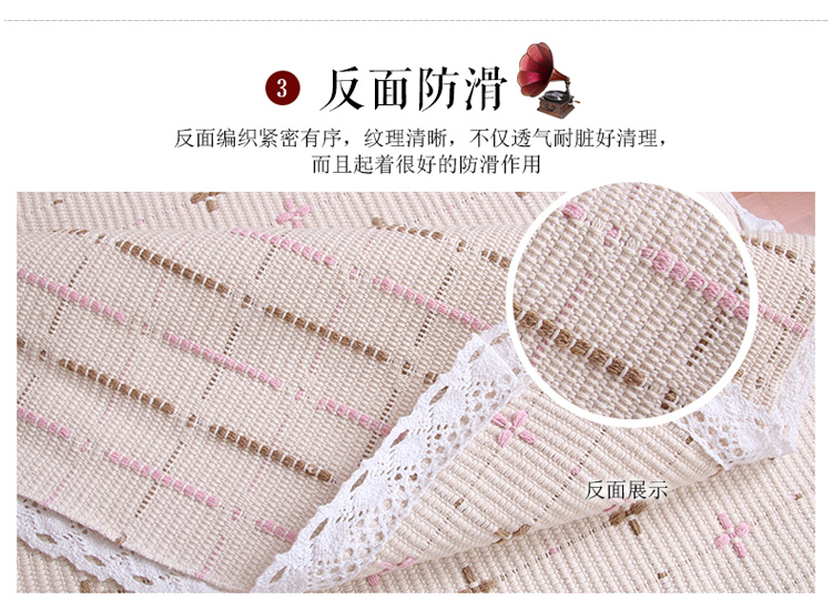 茵凡亚麻沙发垫坐垫组合沙发垫时尚简约现代沙发巾罩套格子垫可定制 高档亚麻格子-小米花 套50*50