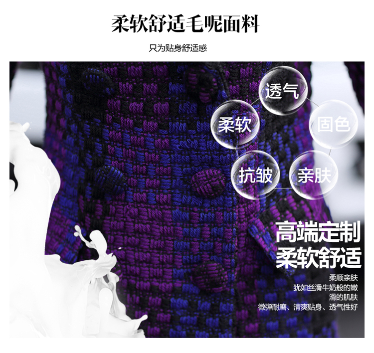 迪娜苏2015女呢大衣韩版修身时尚超长风衣休闲风衣大码女装冬季新款 紫格 M