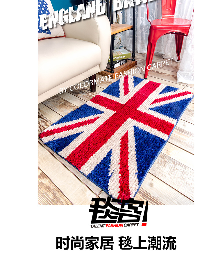 
                                        毯客浴室垫系列 英伦风米字旗地垫超细纤维柔软舒适吸水好地垫 可机洗浴室垫 英伦情怀 80CMx120CM                