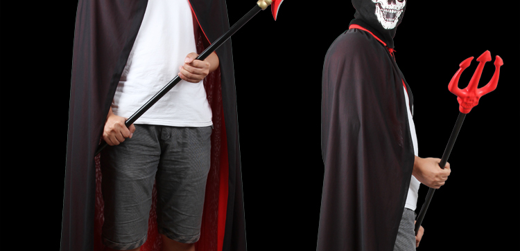 仕彩 万圣节服装 圣节装扮道具 儿童单层红领黑色披风 cosplay吸血鬼披风 僵尸披风约130cm