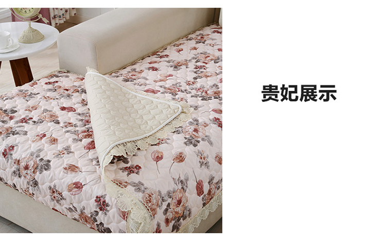 草色帘青沙发垫套装亚麻沙发套布艺蕾丝沙发巾防滑沙发坐垫沙发罩定做 青花瓷 90宽大L套装