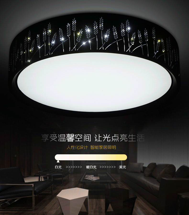 led吸顶灯 主卧室灯圆形温馨浪漫现代简约创意个性餐厅书房灯具饰