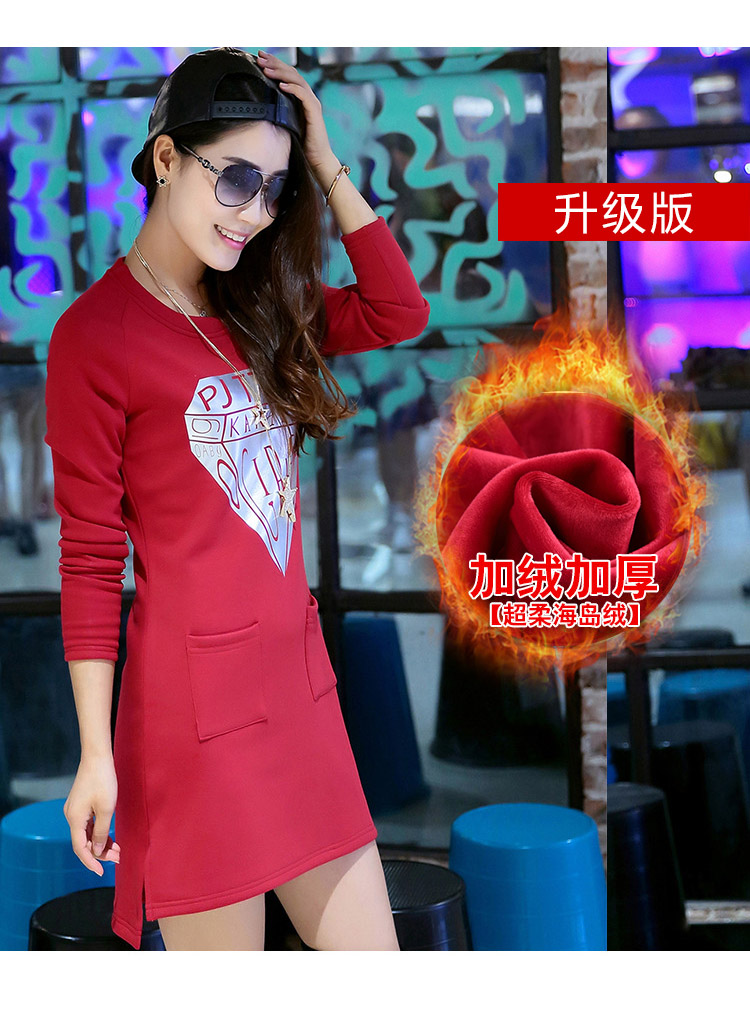 阁礼莎2015秋装新款女装学生韩版时尚显瘦休闲运动卫衣女QDDS008 酒红色 L