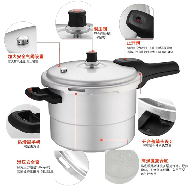 苏泊尔(SUPOR)24cm铝合金高压锅带蒸格压力锅压力煲YL249H2(明火燃气灶专用)