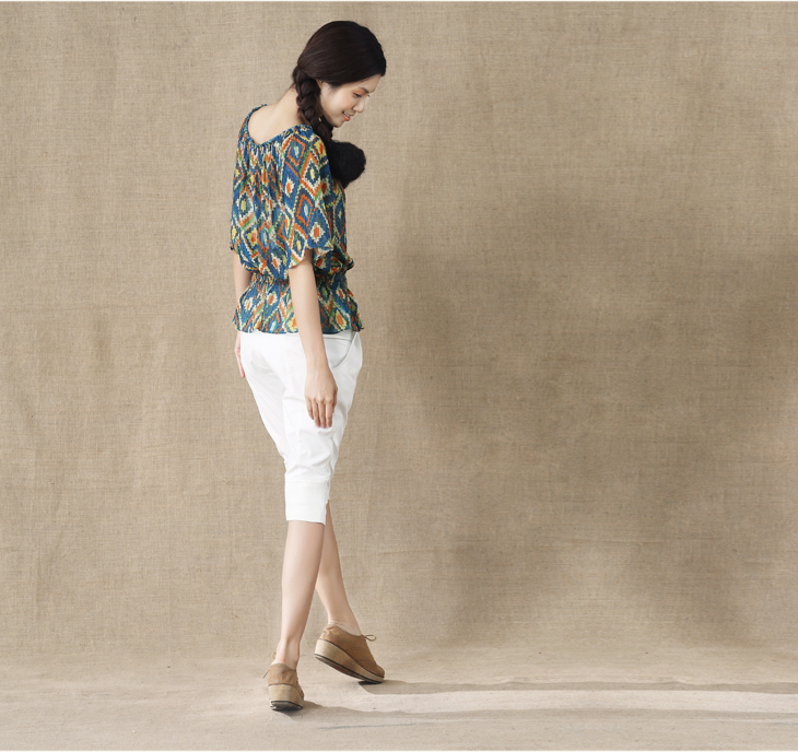 京东商城 茵曼2014新款女夏装中袖雪纺衫 蕾丝