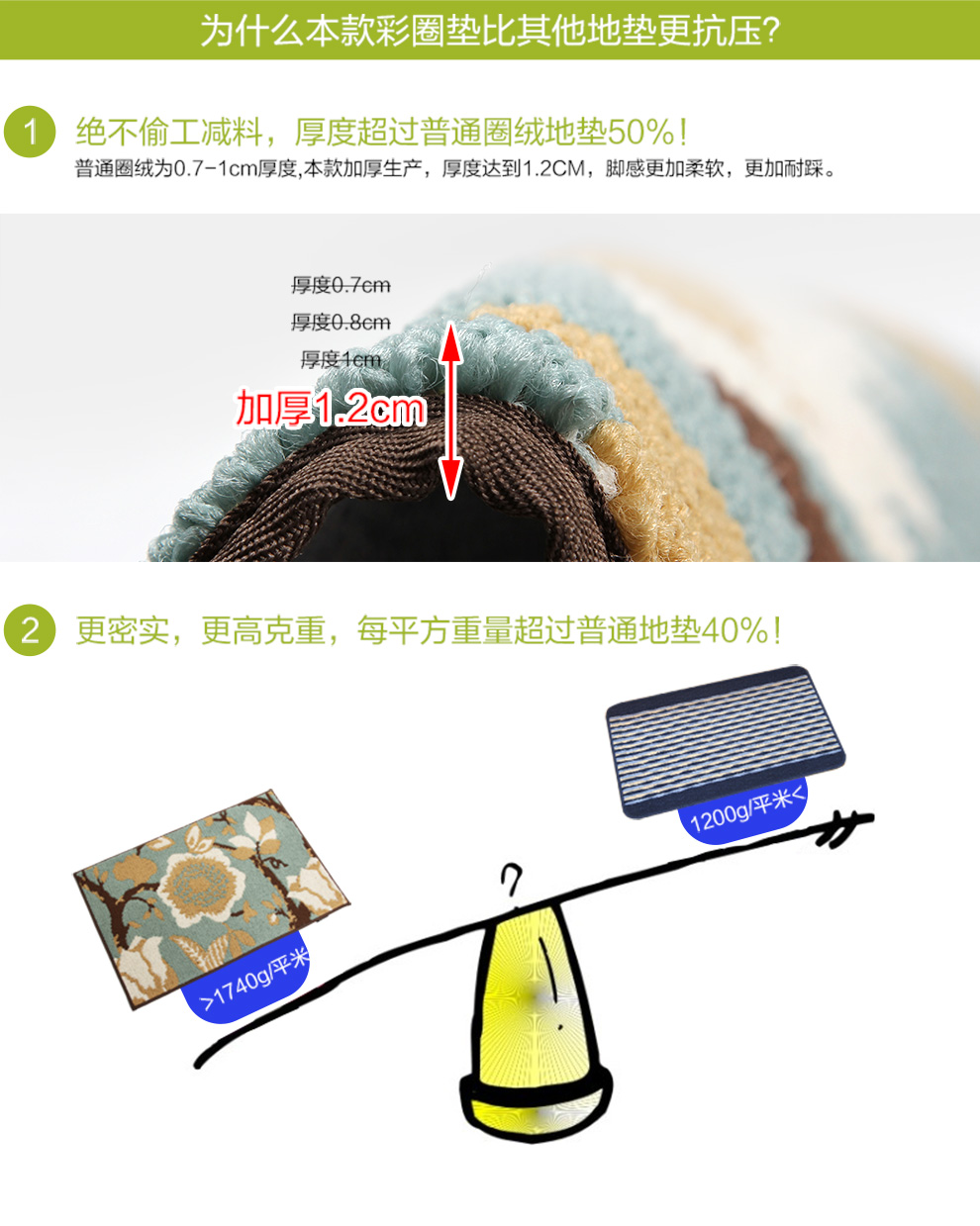 
                                        DADA大达 欧式彩圈防滑地垫 客厅玄关厨房入户门垫脚垫地垫 DA7280-3 45*120CM                