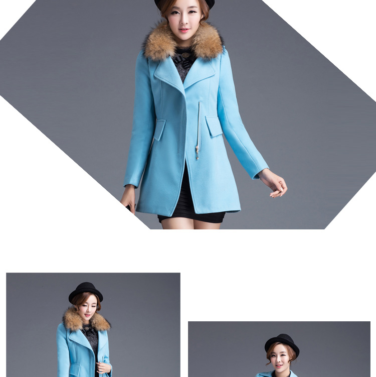 幸福时光（happy time）2015秋冬新女装新款修身保暖大码时尚羊绒气质毛呢大衣外套 1020大红色 M