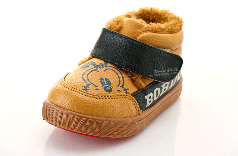 巴布豆冬款宝宝鞋子软底学步鞋 男童女童鞋幼儿童休闲皮鞋 学步鞋45-5