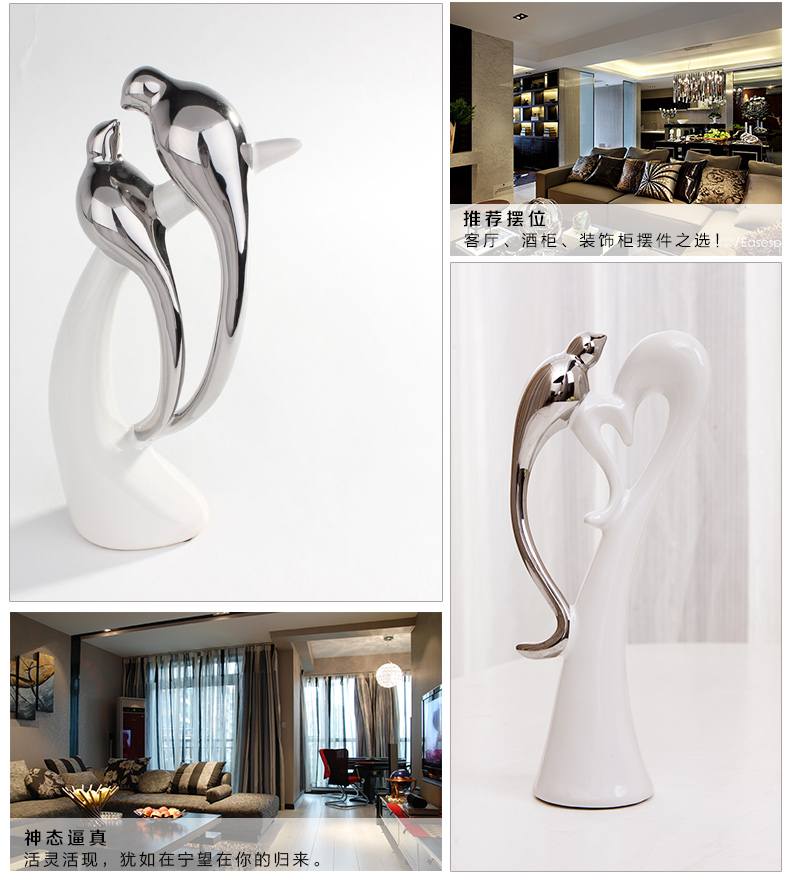 
                                        微饰界 电视柜摆件小饰品家居摆设客厅工艺品房间室内卧室玄关酒柜装饰品创意现代鸟 爱情鸟3件套                