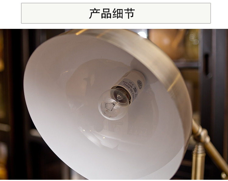 芮诗凯诗 美式乡村复古欧式 铁艺水晶玻璃书房客厅卧室可调节落地灯 理查德系列