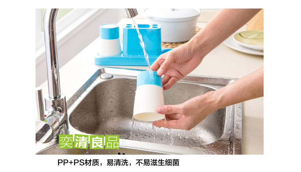 奕清良品 创意漱口杯卫生间牙刷架套装 时尚浴室牙具座结婚情侣洗漱牙刷杯牙膏牙缸架 创意牙刷架天空蓝 三人套装