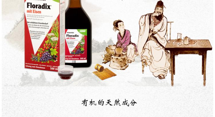 德国 Floradix iron铁元素草本营养液 红铁 250m