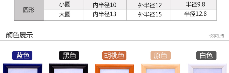 
                                                            全悦（QUANYUE） 创意欧式相框挂墙5 7 10 13寸圆形相架复合实木质画框广告框 胡桃木色 7寸U形                