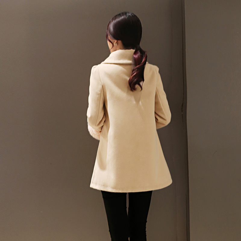 北坳 2015冬季呢外套女款短款韩版呢大衣加厚女装毛呢大衣新款外套 B8180 粉色 XL