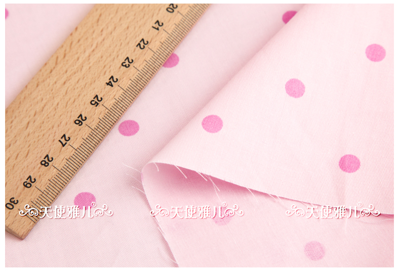
                                        天使雅儿 棉斜纹印花卡通可爱床品布料手工面料 可定制床品 柔美水玉粉蓝点点 单买 粉点 一米                
