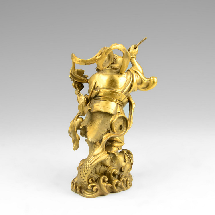 百纳源 魁星点斗独占鳌头工艺品铜魁星踢斗书房办公室装饰品T1629 黄铜色