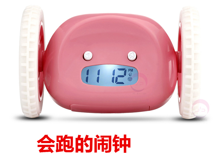 聚百易 十大创意闹钟 会跑的闹钟 变态疯狂闹钟新奇特学生儿童电子闹钟 卡通可爱懒人克星时钟 粉红色(送螺丝刀)