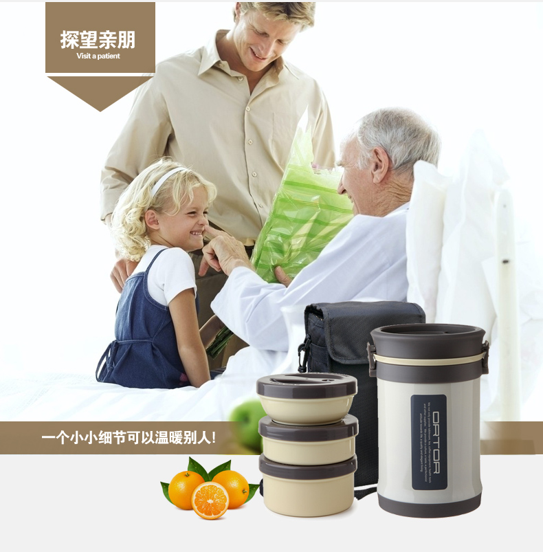 
                                        ORTOR 英国不锈钢保温桶 真空保温饭盒 闷烧壶 学生便当盒 保温提锅 乳白色                