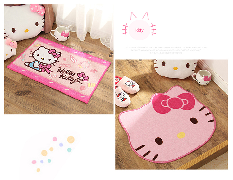 
                                        hello kitty系列 卡通地垫 加厚植绒包边浴室地垫客厅卧室门垫 KT猫地垫 大脸猫 54X60CM                