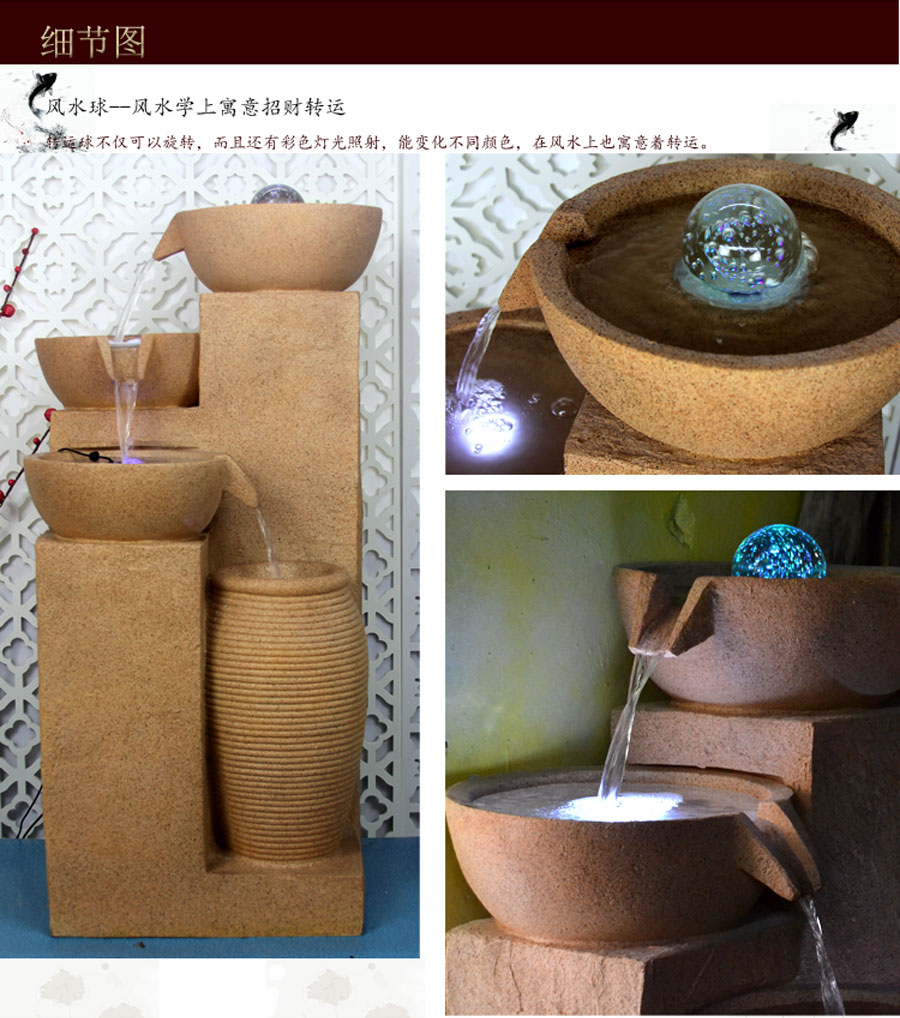
                                        大型流水喷泉盆景摆件 开业乔迁礼品 招财风水盆景工艺摆设 门厅庭院水景家居装饰创意礼品                