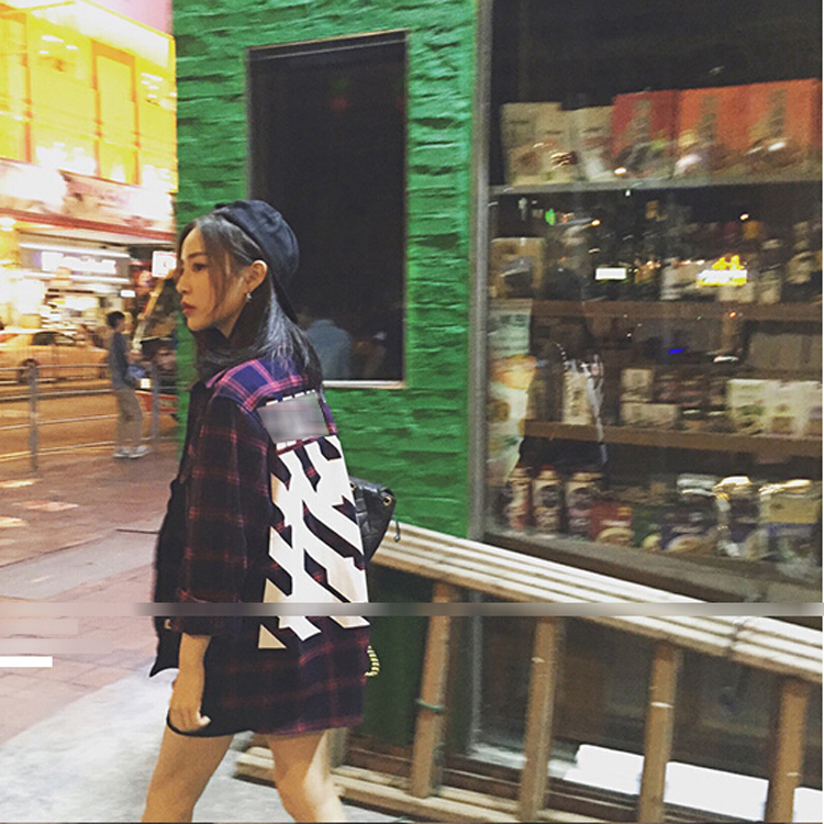 幸福时光 2015秋装上新韩版棉麻个性时尚格子长袖衬衫女款长款 红色格子