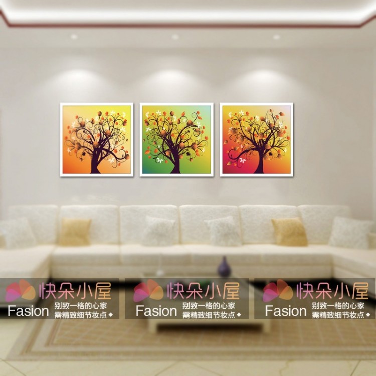 快朵小屋 现代简约装饰画 客厅沙发背景画 有框画 画