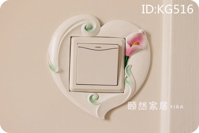 
                                        两件包邮-颐然（YIRA） 环保手工创意开关套 插座贴 开关保护贴套 田园欧式树脂 开关贴-造型款 KG009 树脂开关套（内径8.6*8.6cm）                