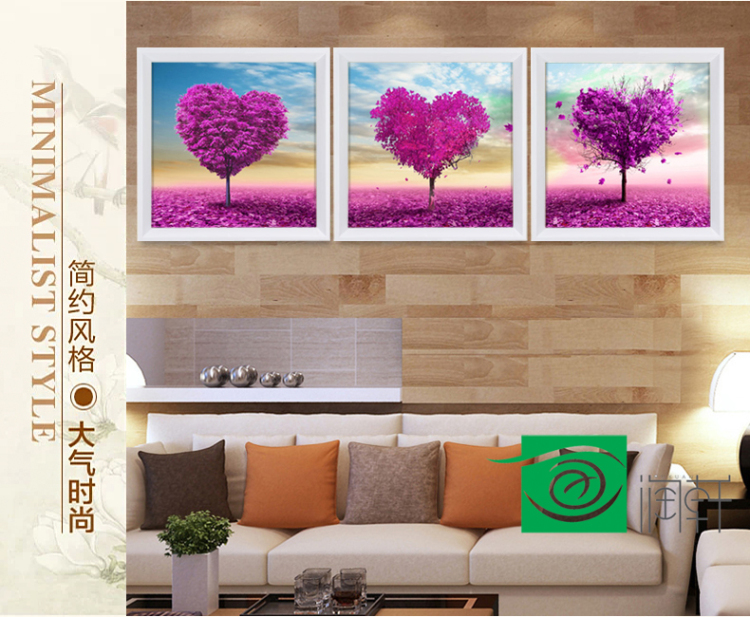 现代客厅简约装饰画卧室壁画沙发背景墙无框画玉兰花挂画三联画 V 40*40厚度(9mm)一套价格
