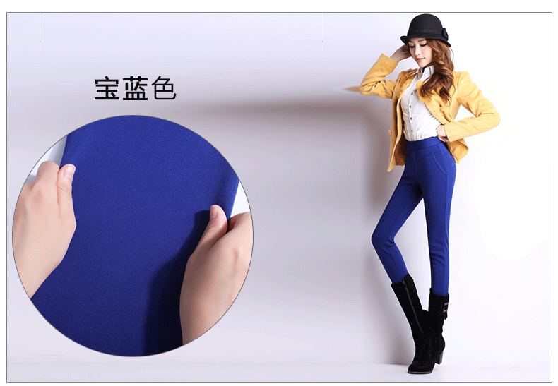 克普瑞丝娜 秋款外穿加绒打底裤女黑色弹力紧身裤大码
