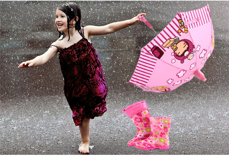 蓝蚂蚁男女小学生雨衣儿童雨衣披时尚加厚卡通雨衣雨伞雨鞋套装 蓝蚂蚁粉兔雨衣+粉蜜蜂伞+粉梅花鞋 S