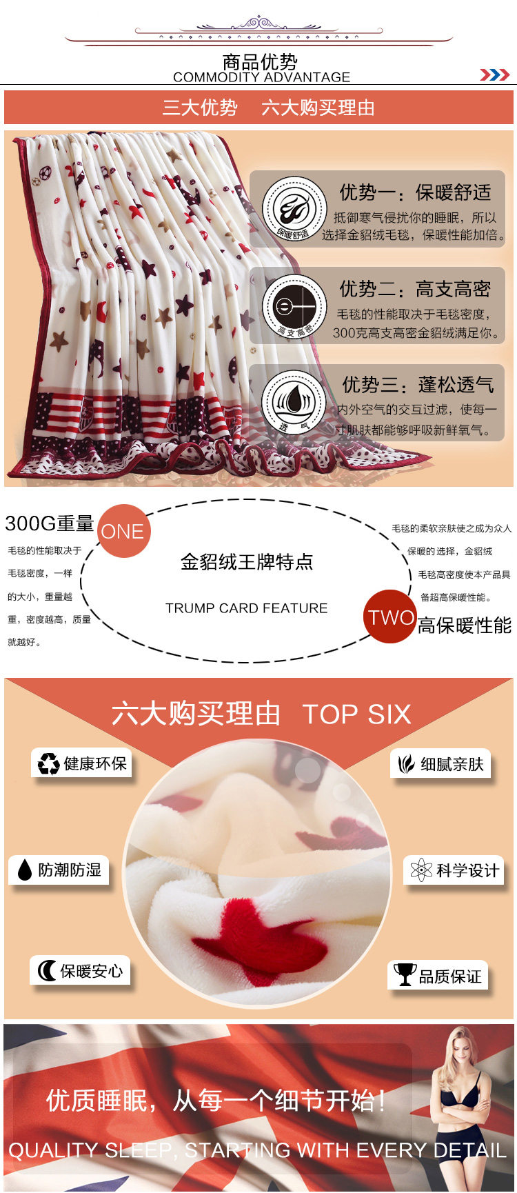 晶丽莱 金貂绒毛毯 空调毯加厚法兰绒毯 珊瑚绒毯子盖毯冬保暖 星月神话 200cmx230cm