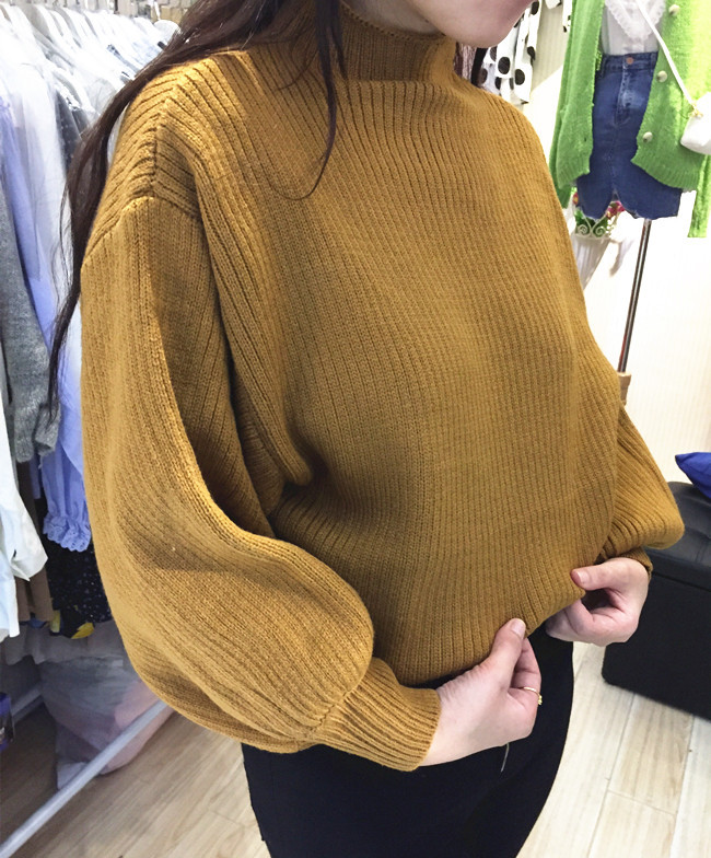 芳腾韩国秋冬高领纯色显瘦蝙蝠灯笼袖套头毛衣针织上衣女kb 灰色 均码
